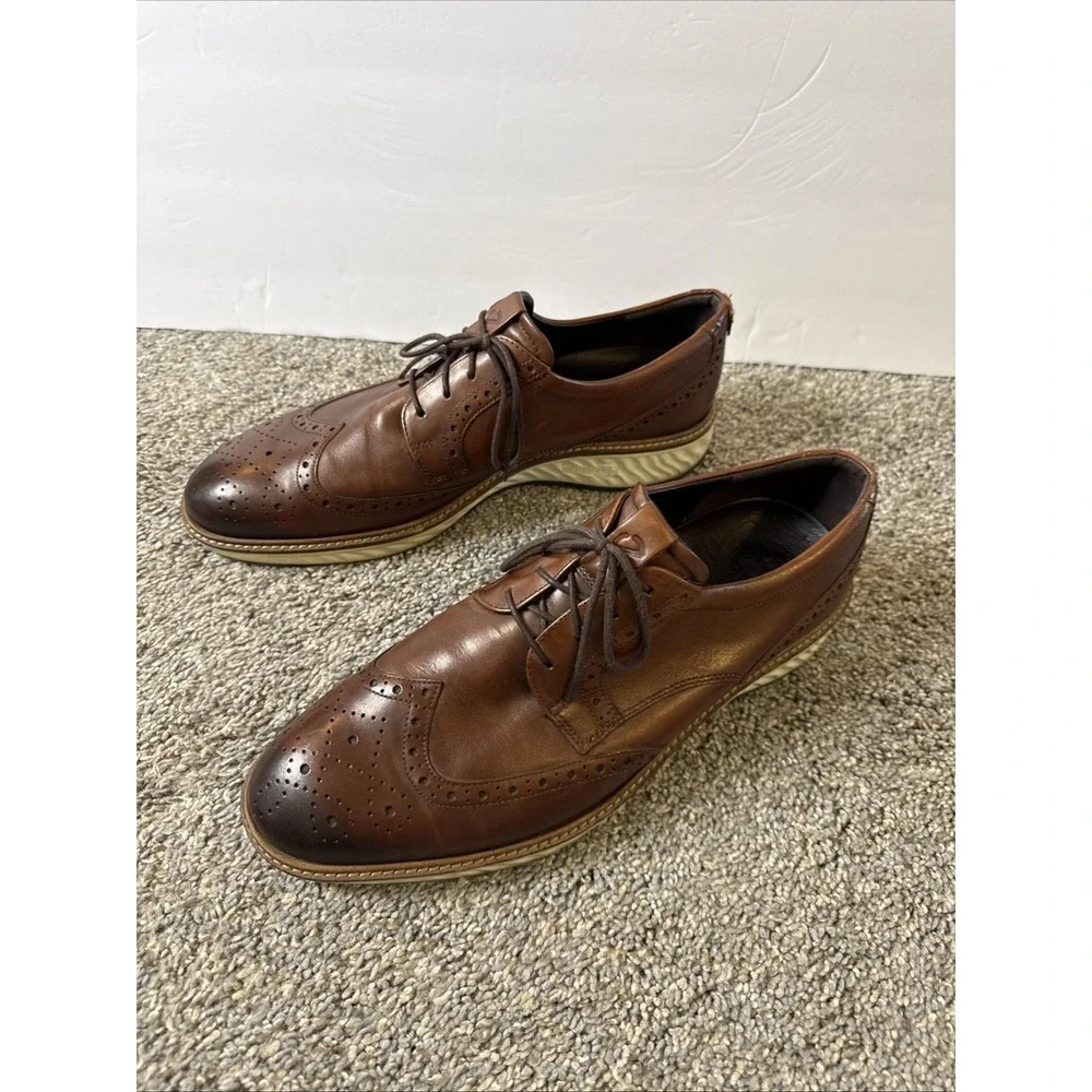 ECCO Men's Size 13 47 St. 1 Hybrid Patterned Leather Oxford‎ Shoes Brown